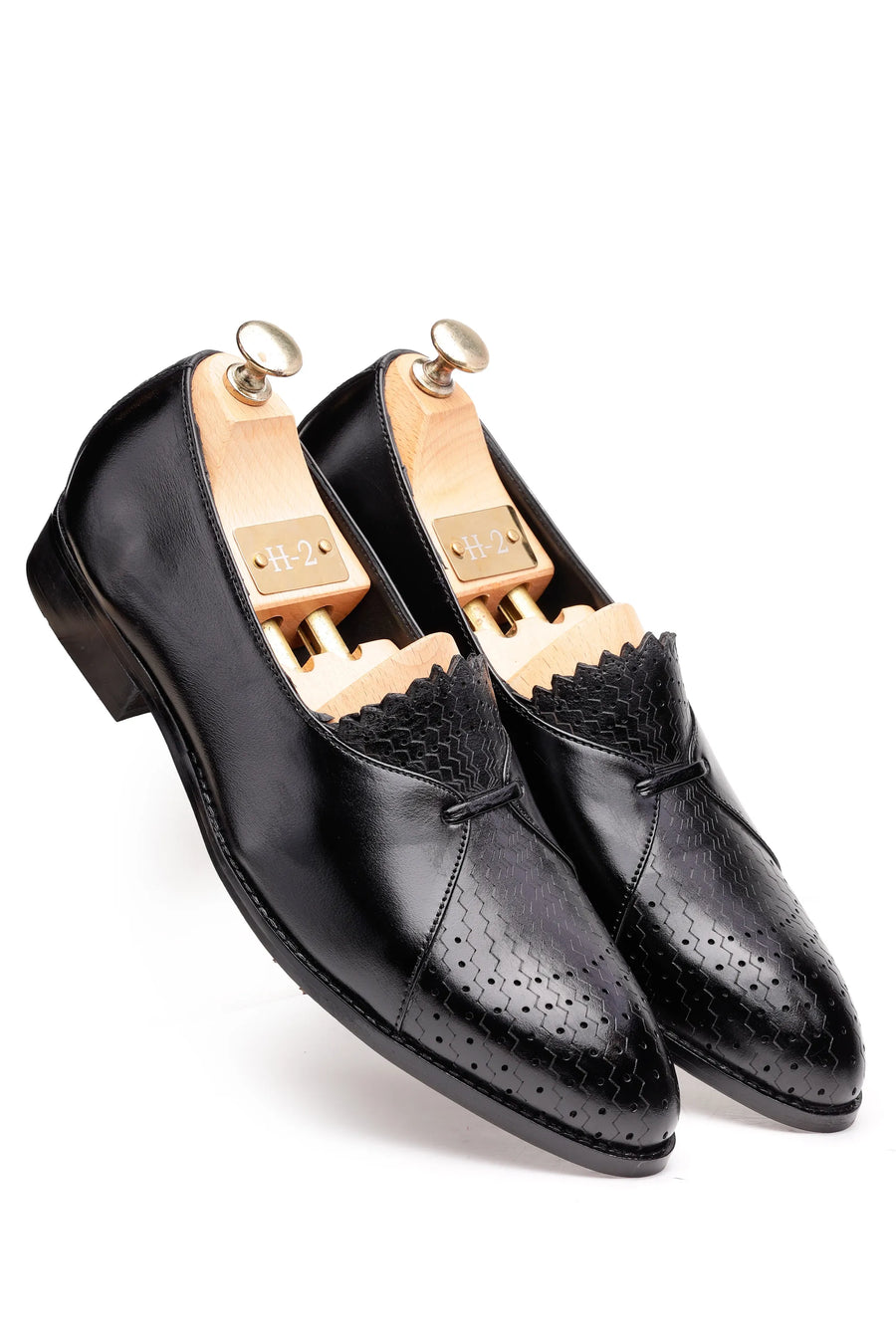 Zig-Zag Textured Leather Formal Shoes for Men