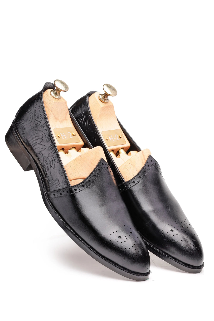Leather Slip-On Loafers for Men with Elegant Brogue Detailing