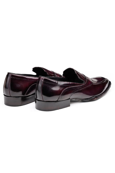 Patent Leather Loafers for Men with Embossed Chain Detailing
