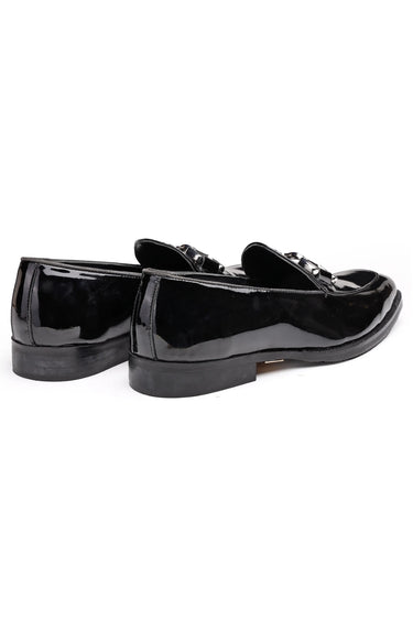 Black Patent Leather Horsebit Loafers with High-Gloss Finish