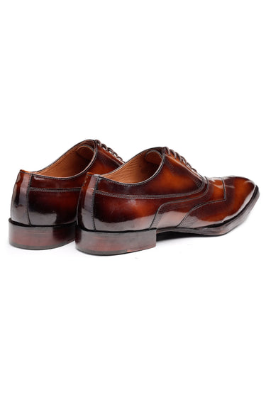 Italian Leather Oxford Shoes with Wingtip & Brogue Detailing