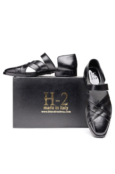 Men’s Leather Criss-Cross Strapped Semi-Formal Sandals