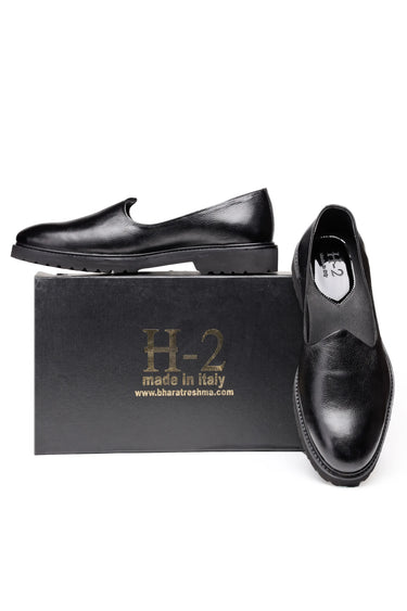 Premium Pure Leather Black Slip-On Loafers for Men