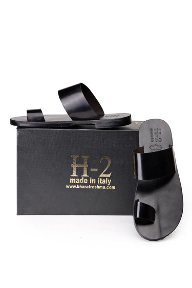 Black Pure Leather Men’s Flat Slippers