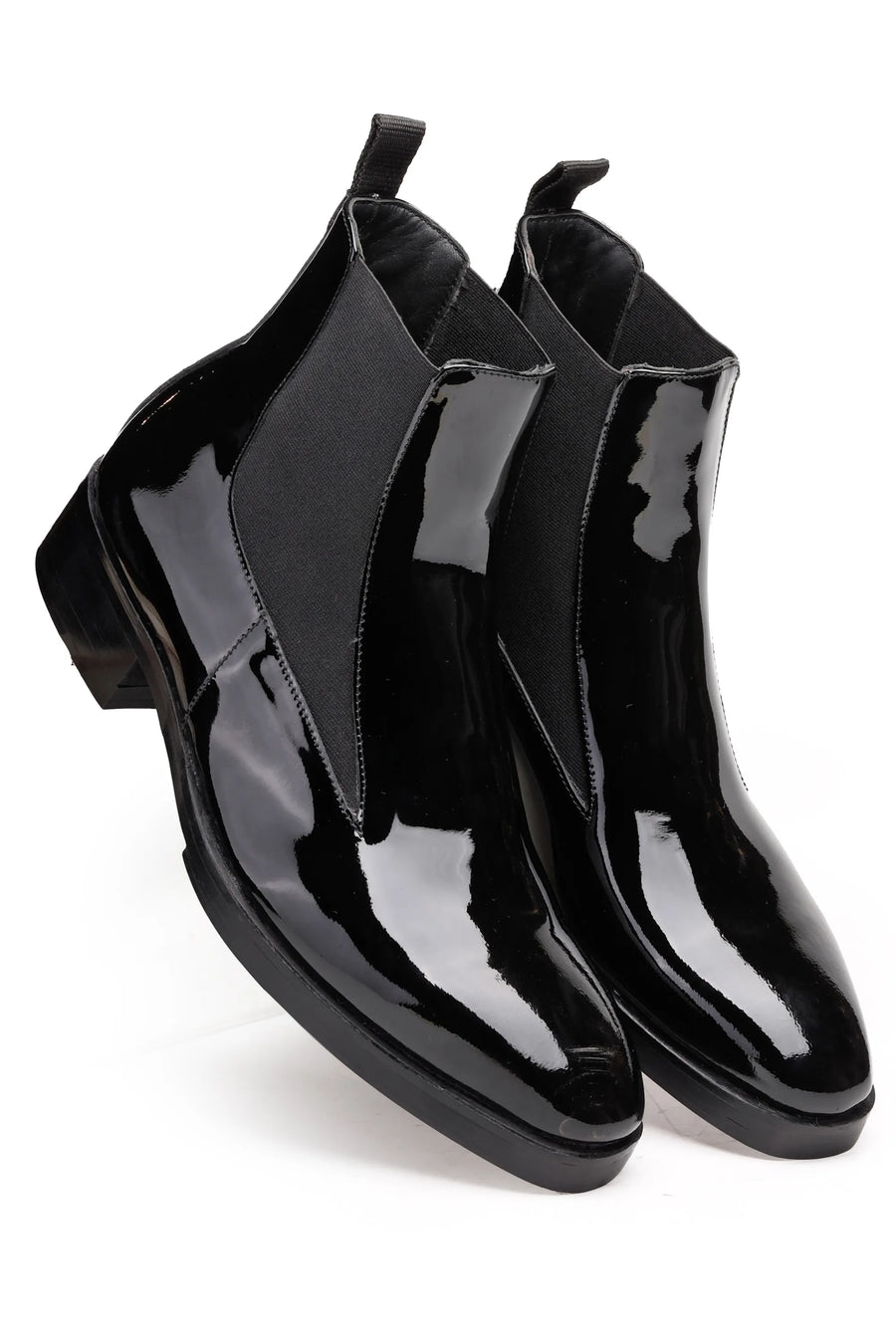 Black Patent Leather Chelsea Boots – Premium Gloss Finish