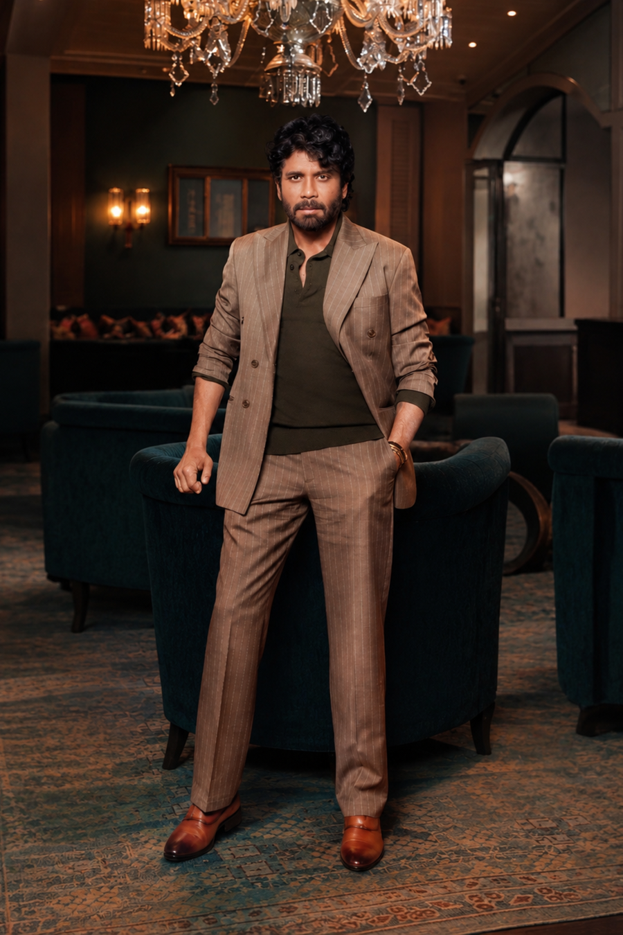 Nagarjuna in Our Bespoke Mocha-Camel Suit
