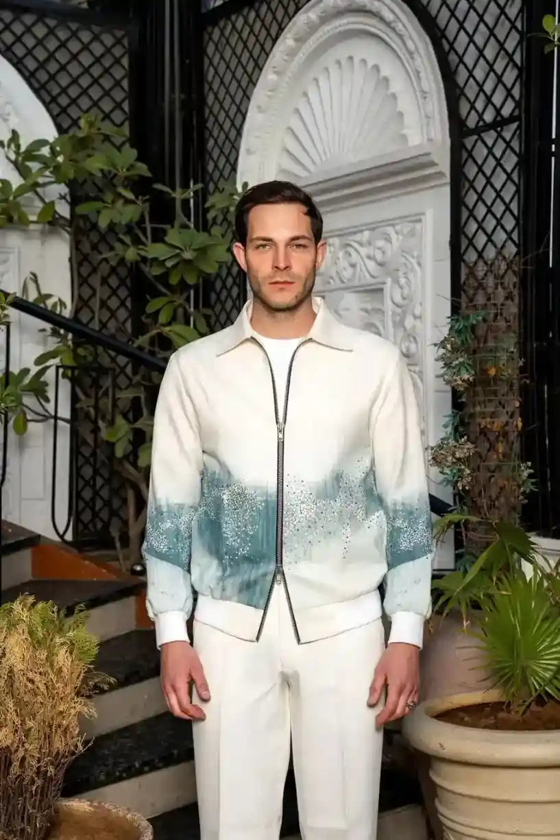 Ivory water Digital print Jacket