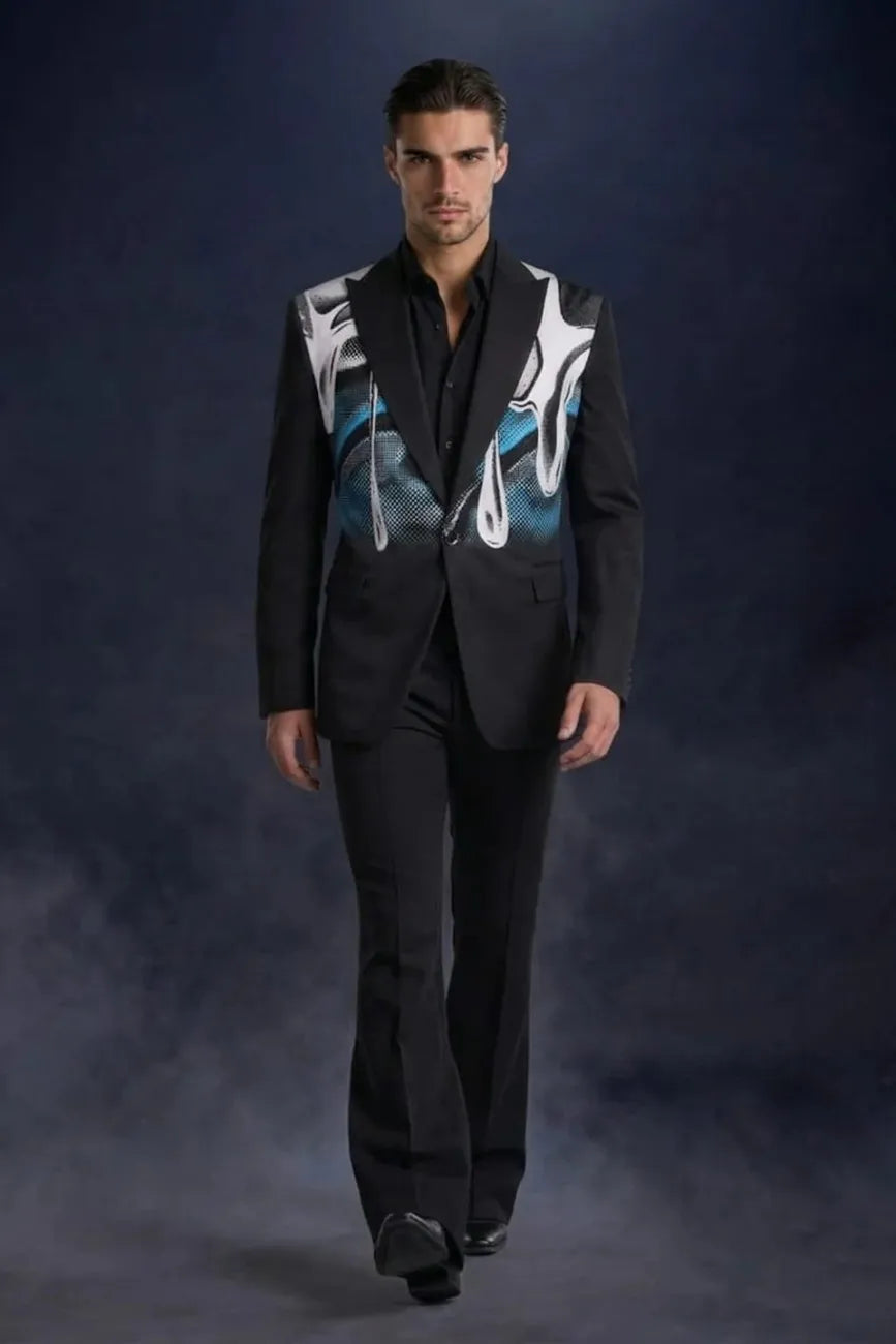 Black Drip Digital Coat Set