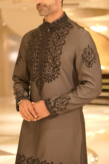 Shahnoor Silk Kurta with Hand Embroidery
