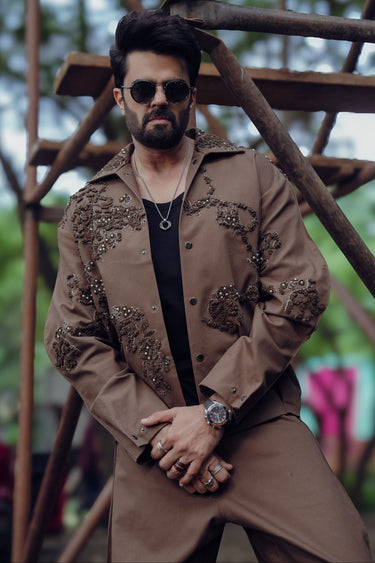 Maniesh Paul in an earthy brown coordset