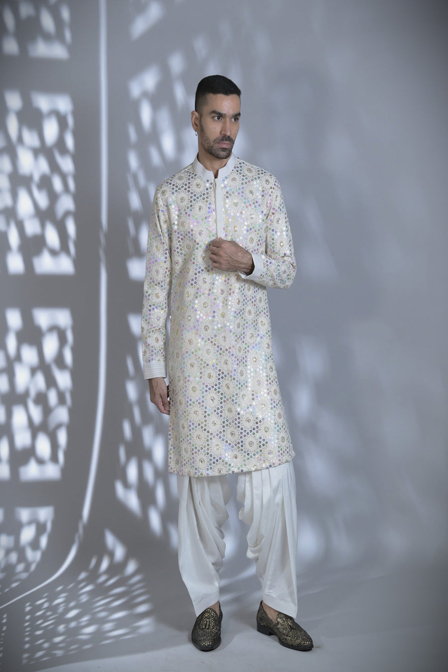 Designer White Sequenced Designer Kurta