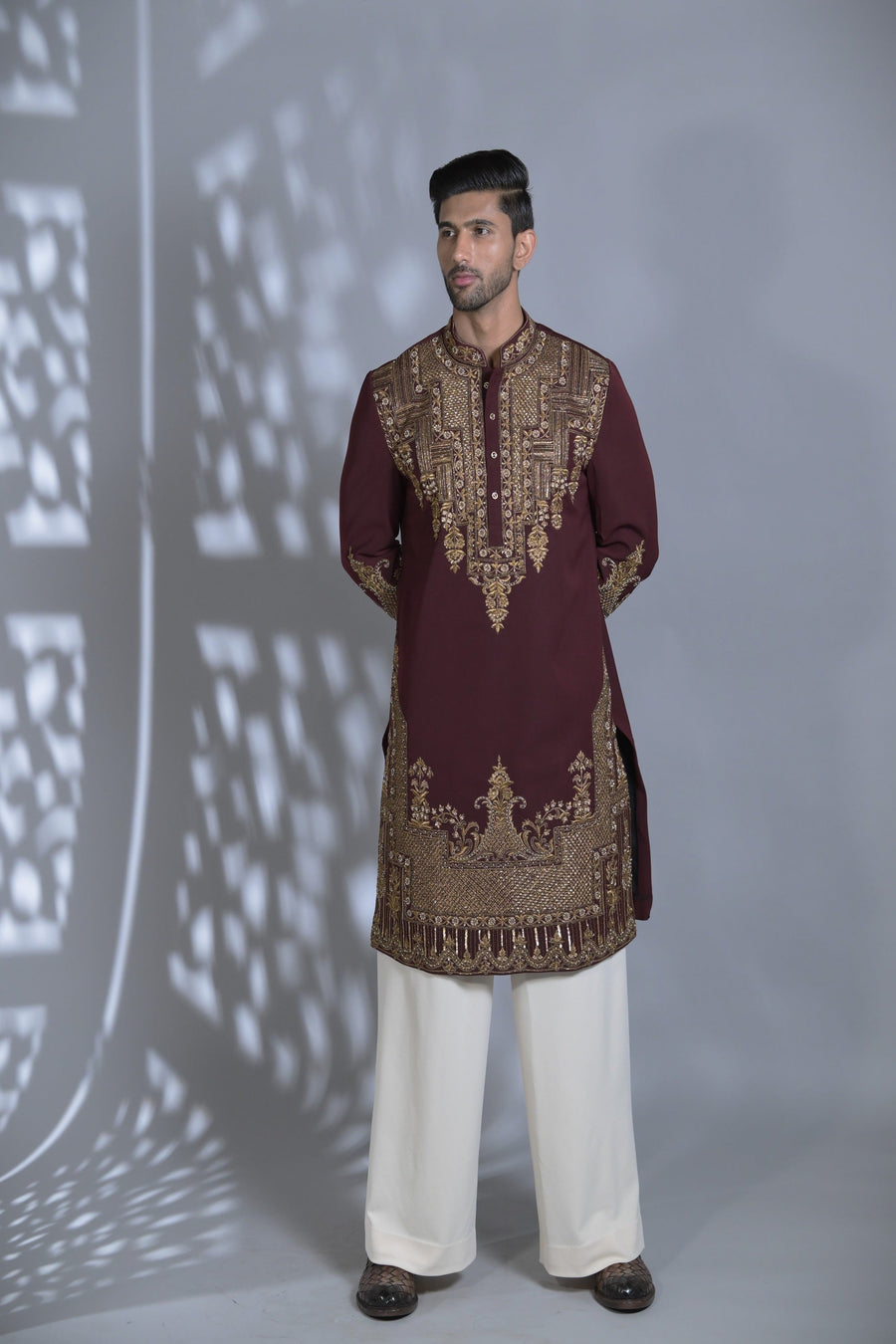Designer Maroon Heavy Embroidered Kurta Set