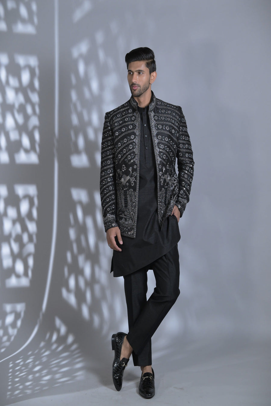 Designer Black Embroidered Kurta Set with Pant