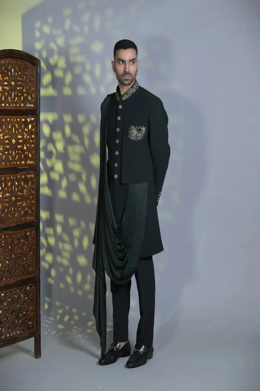 Designer Black Drape style Indo-western