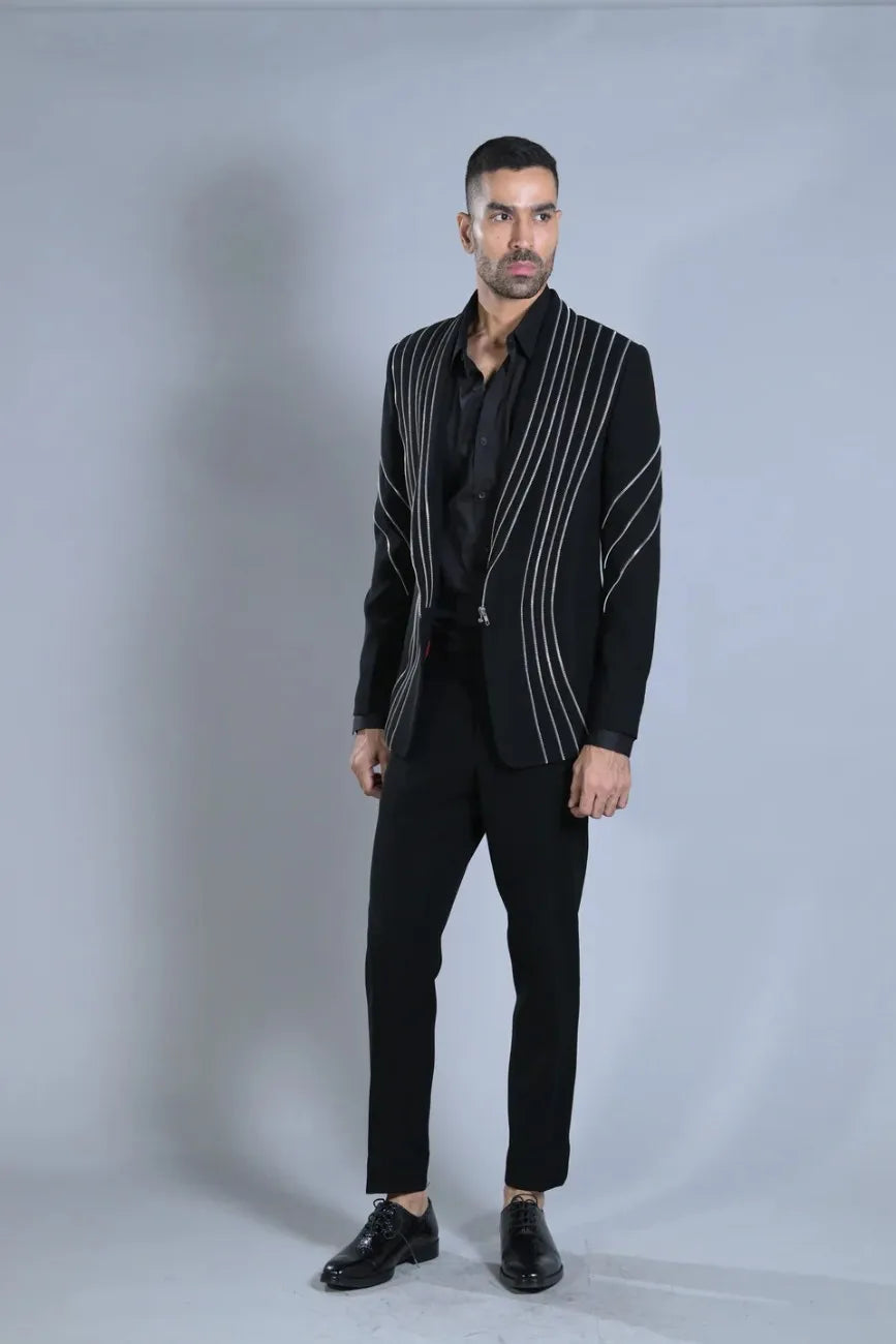 Designer Black Metal Party Wear tuxedo