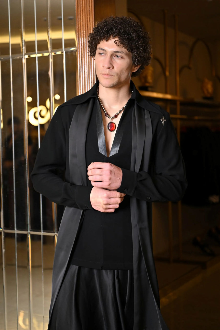Metallic black Wire kurta shirt