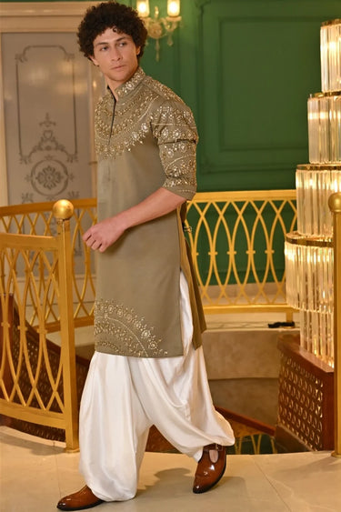Moss Green Necklace Kurta Set