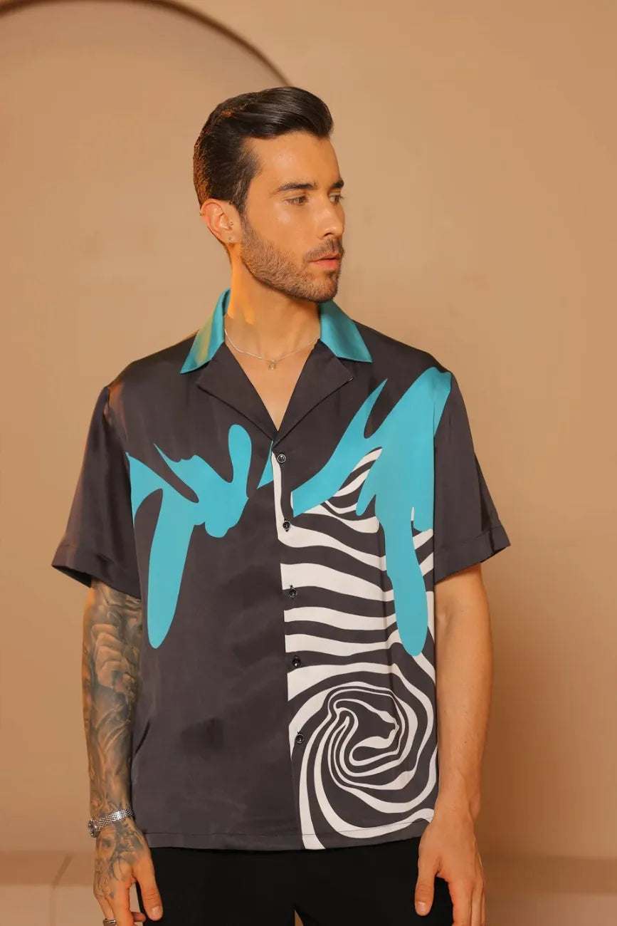 Black Relaxed Fit Satin Shirt