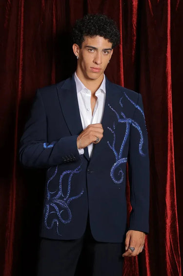 Tentacles navy blue tuxedo set