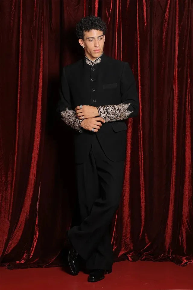 Regal black bandhgala set