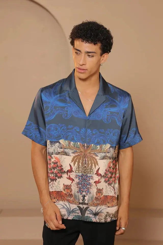 Multicolor Digital printed satin shirt