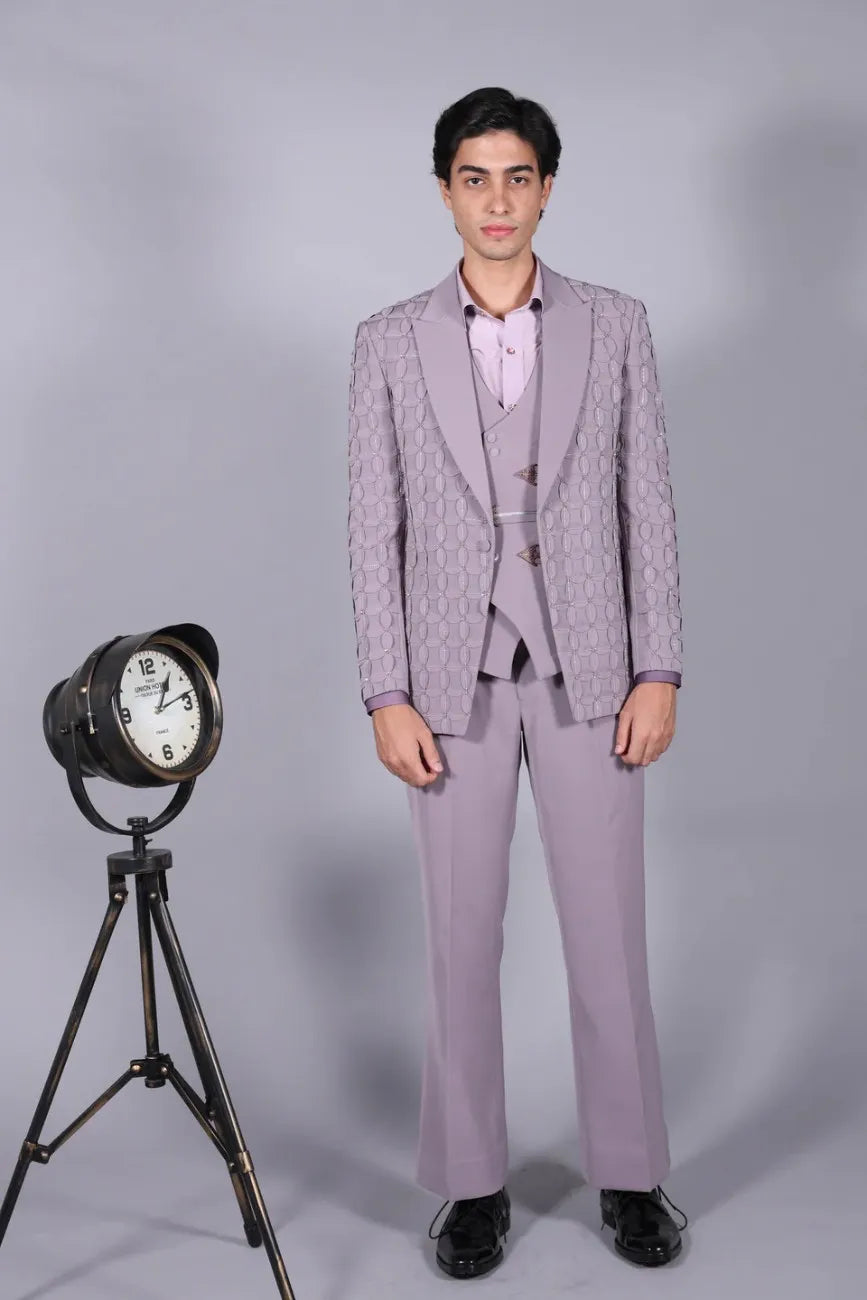 Designer Floral Detailing 3 Piece Suit