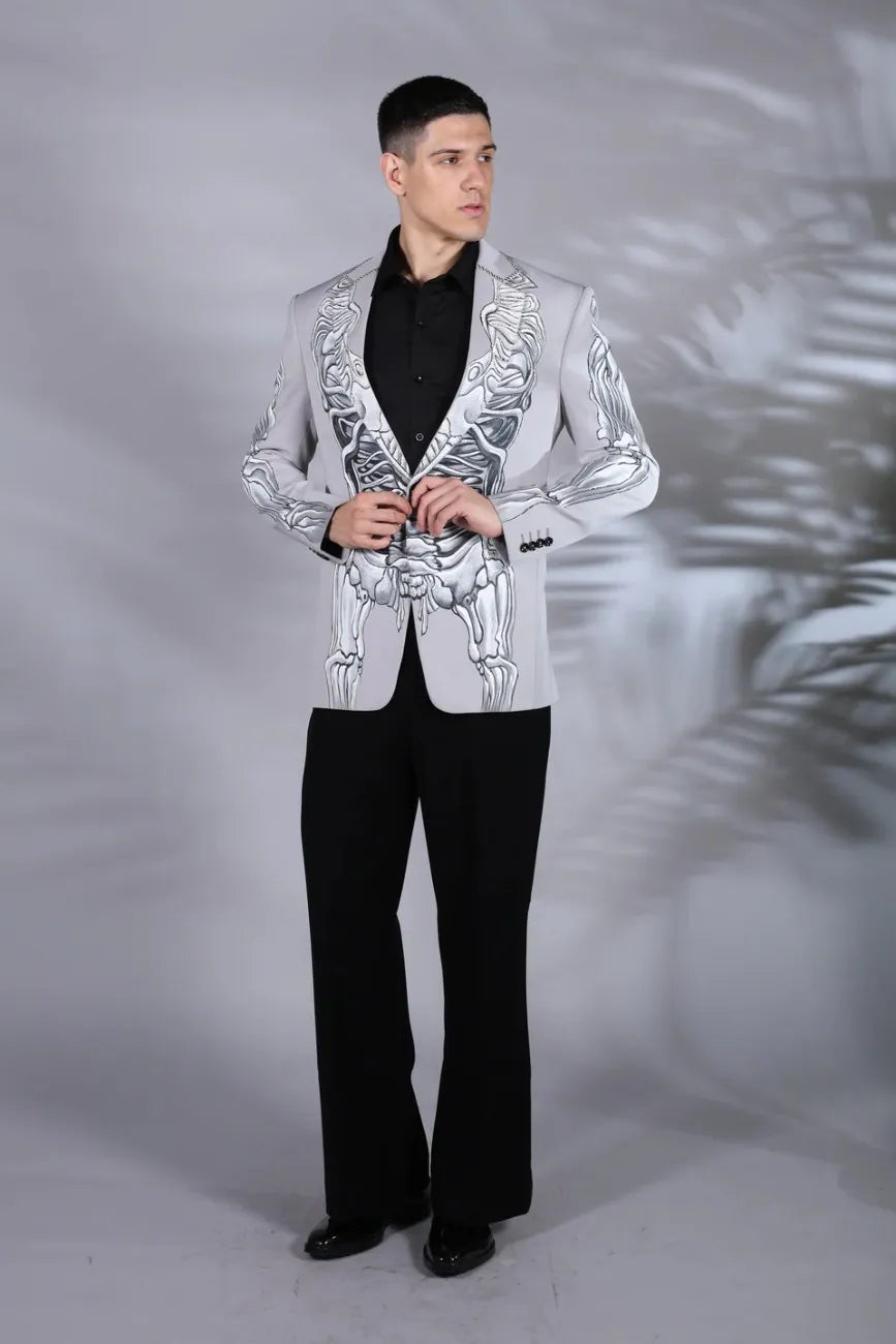 Dramatic Touch Grey and Black Suit