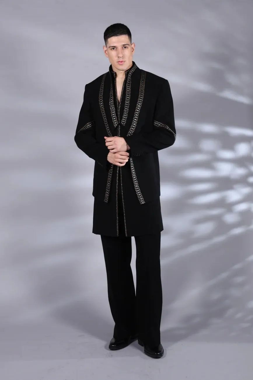 Designer Black Sleeveless long Indo-western