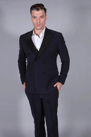 Navy blue suit with trousers
