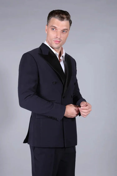 Navy blue suit with trousers