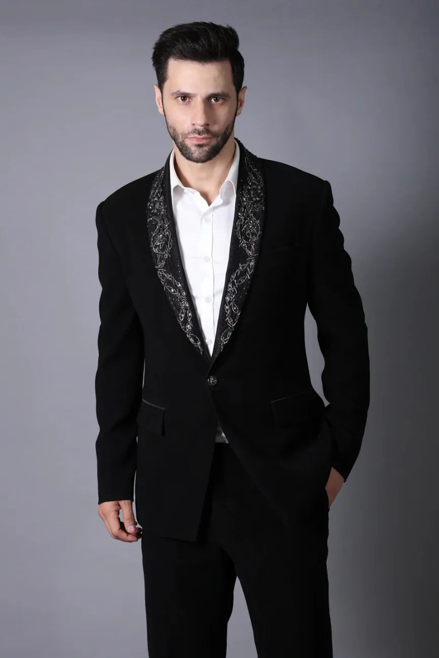 Black Embellished Elegance Tuxedo