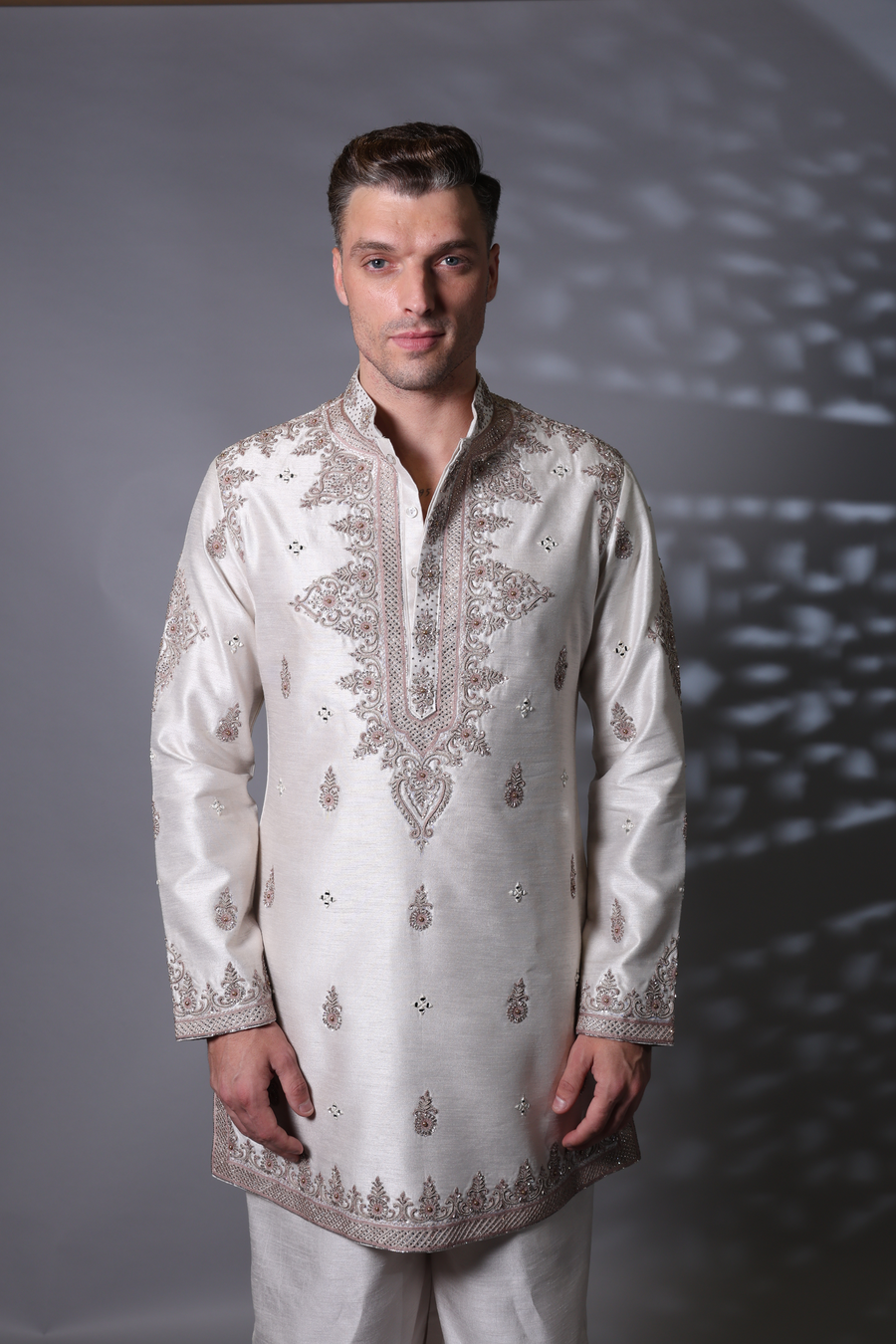 Pearl embroidery With Resham Thread Work Kurta Set