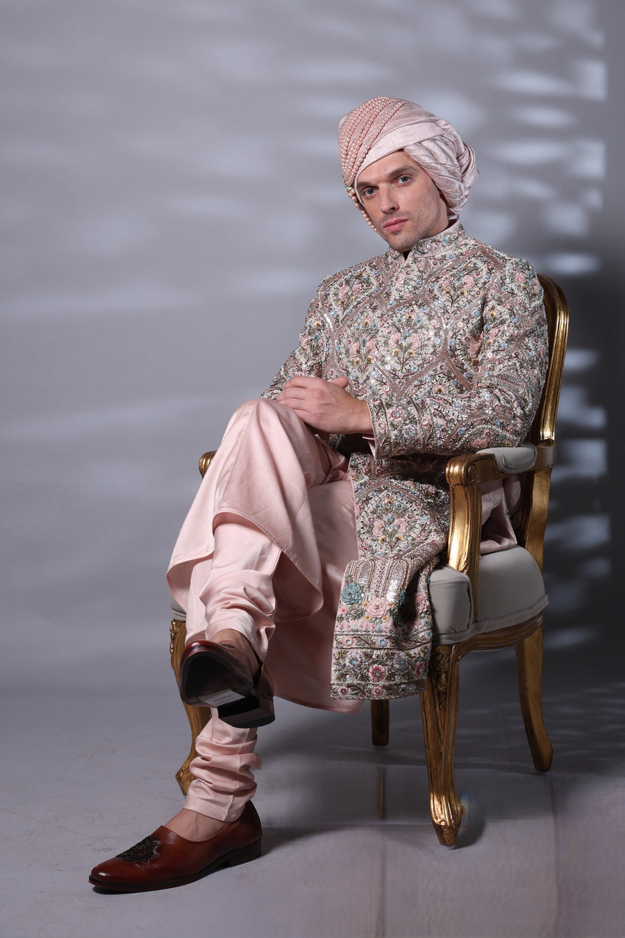 Dusky Pink Embroidered Sherwani
