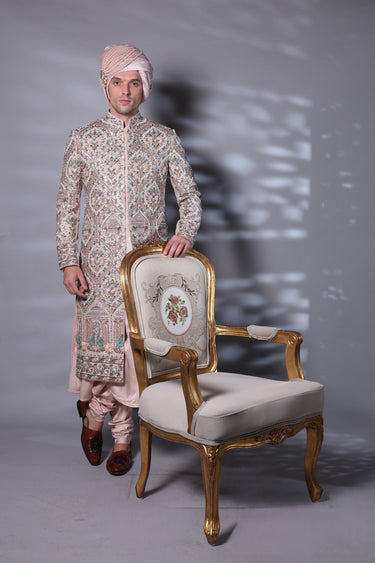 Dusky Pink Embroidered Sherwani