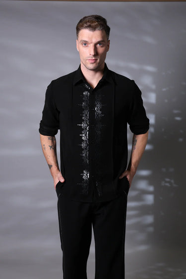 Black Sleek Leather Patches With A Laser-cut Shirt