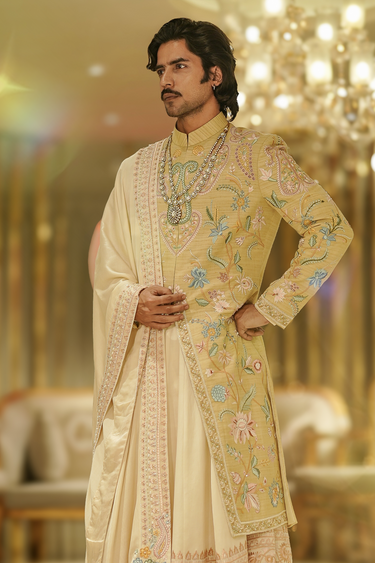 Blush Floral Sherwani Set