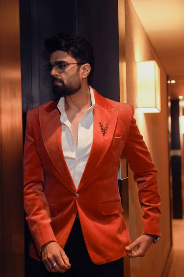 Manish Paul Style Rust Orange Blazer – Men’s Fashion