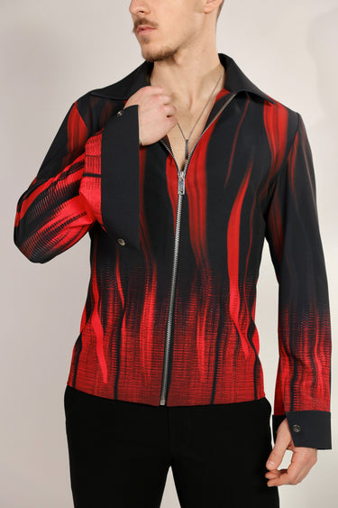 Black Satin Digital Print Jacket