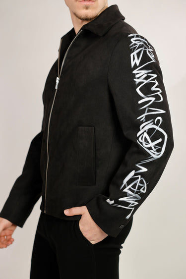Black Magna Suiting Hand Paint Jacket
