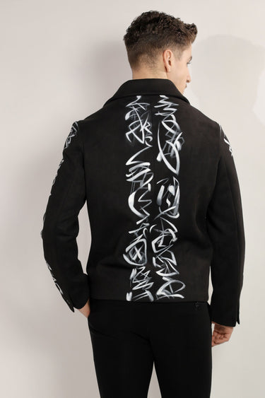 Black Magna Suiting Hand Paint Jacket