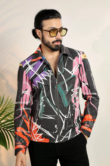 Multi-Colored Denim Digital Printed Jacket