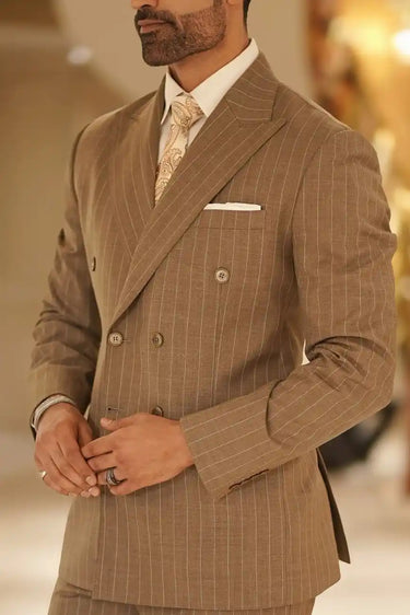 Camel Tan Stripe wool & cashmere Suit