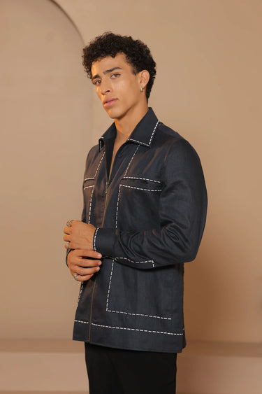 Blue Urban thread panel jacket - Bharat Reshma