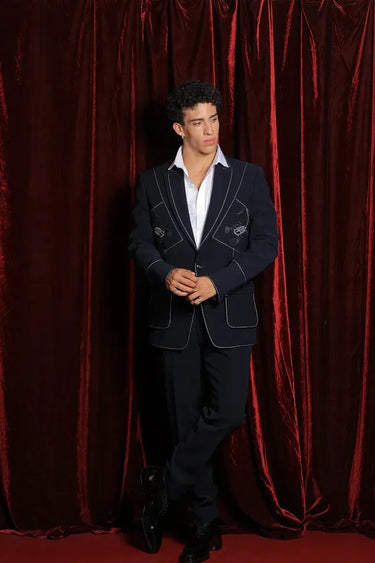 Navy Blue Scorpion crest tuxedo set