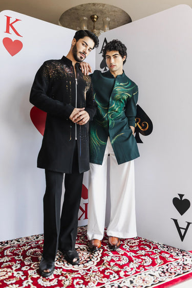 Spark Black Kurta – Black with Hand-Painted Fireworks