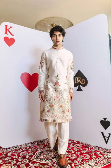 Ivory Harmony Kurta Set – Ivory with Multi-Color Hand Embroidery