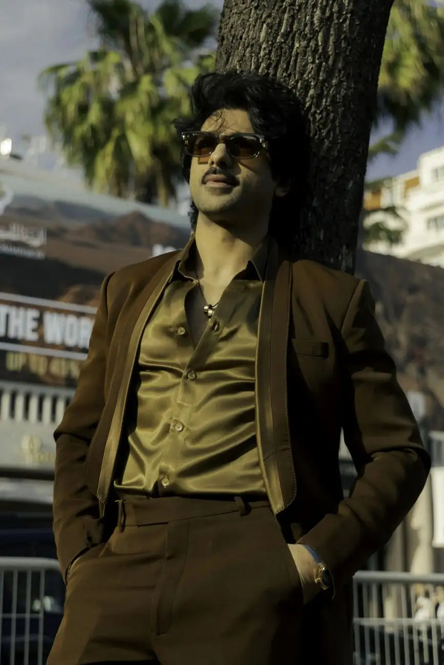 Taaha Shah Sepia Brown Suit set