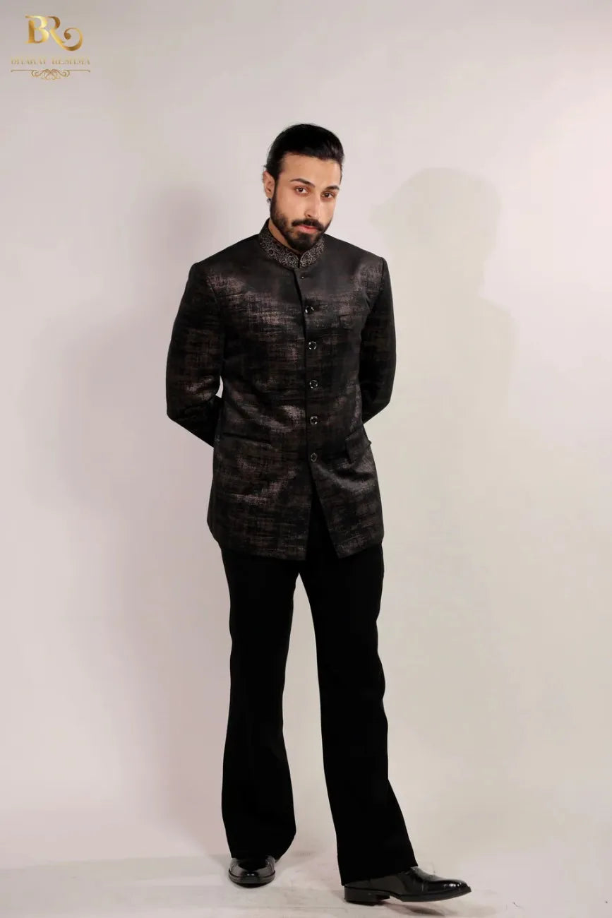 Men's Self Work Bandhgala Suit