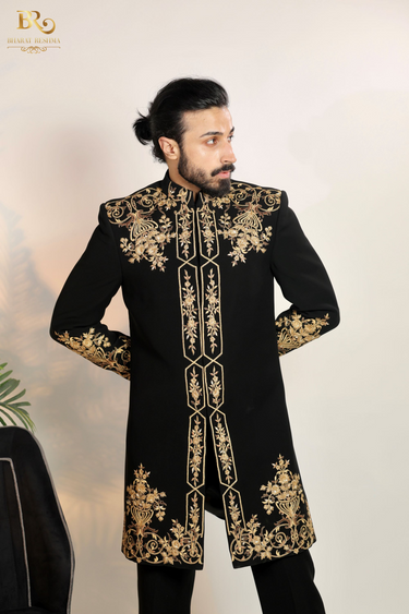 Golden Embroidered Indo Western Set