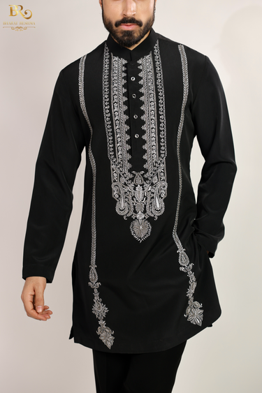 Black Embroidered Kurta Set